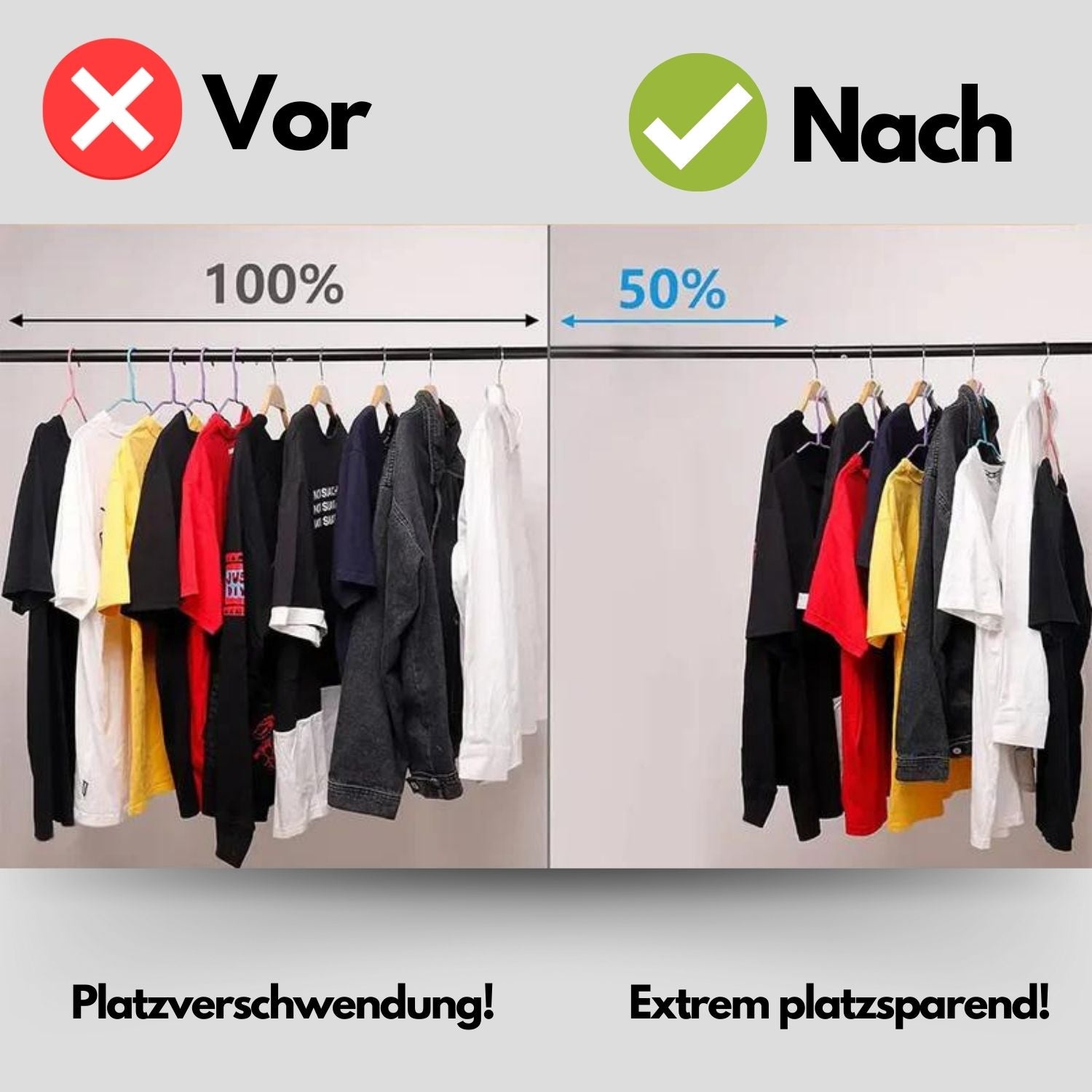 SpaceSaver™ – 3-mal mehr Kleidung aufhängen und Unordnung minimieren!