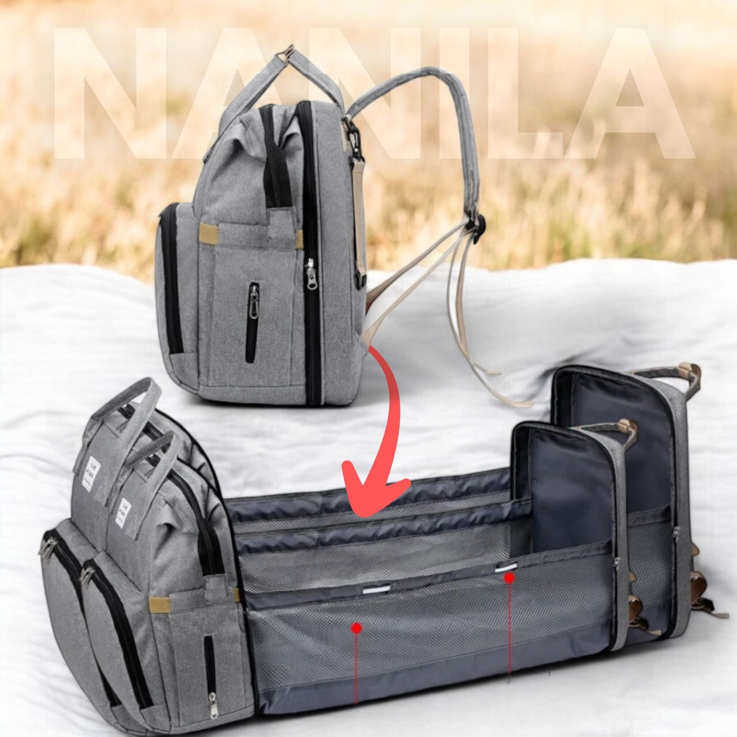 SnugNest™ - 2in1 Baby Rucksack mit integriertem Wickelbett wählen